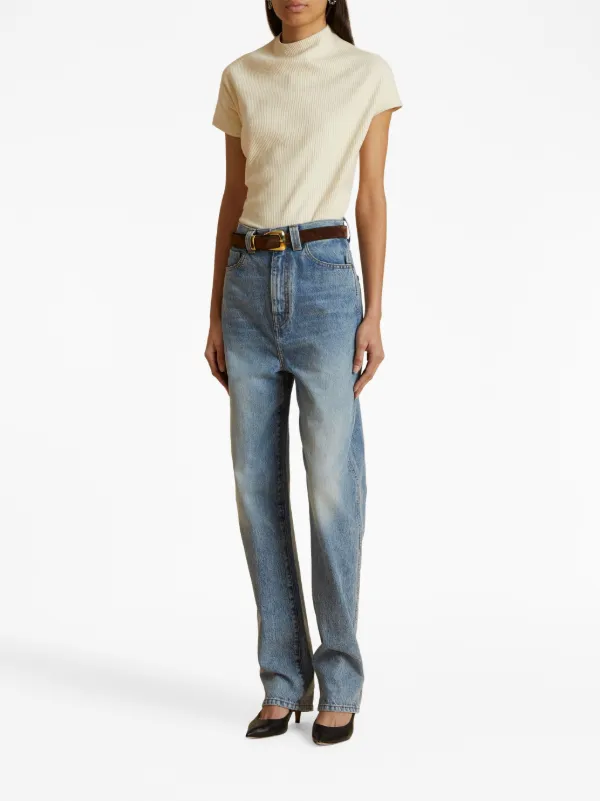 期間限定キャンペーン Jeans Tapered high-rise Albi KHAITE | FARFETCH | Blue パンツ
