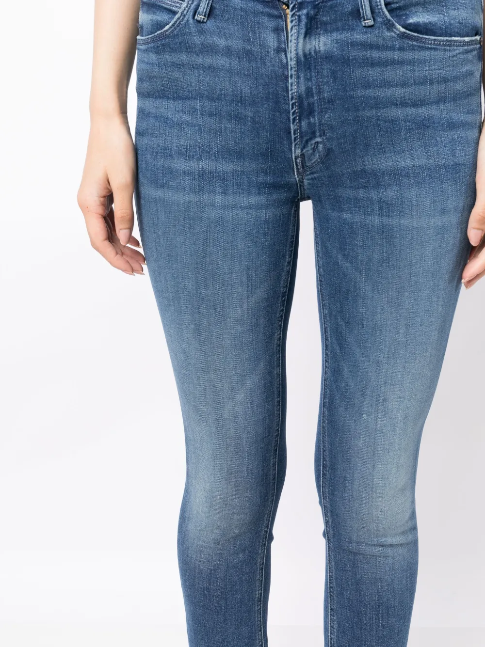 Shop Mother Dazzler Mid-rise Slim-cut Jeans In Blue