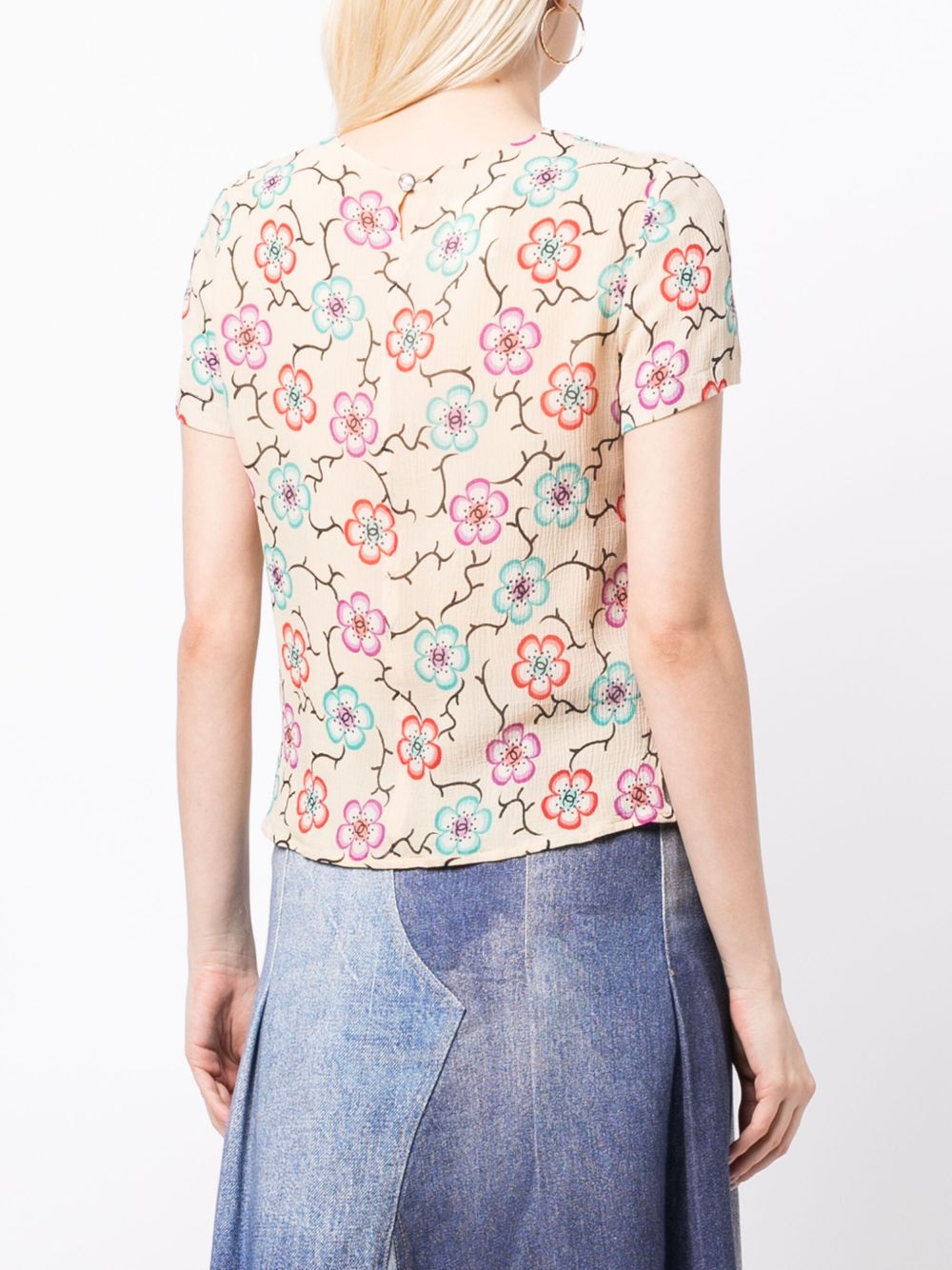 CHANEL 2001 CC floral-print T-shirt Women