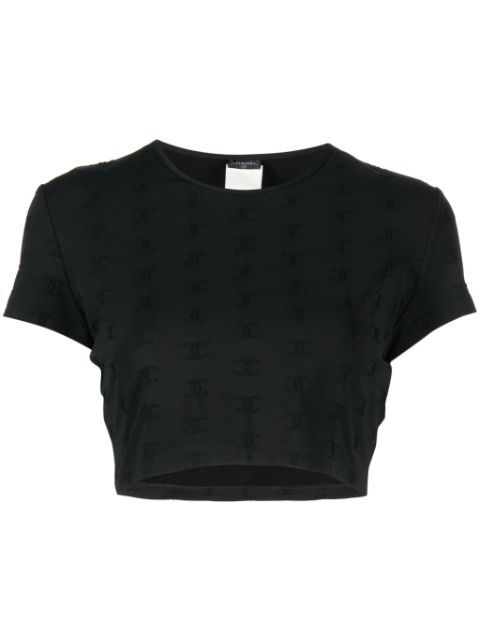 HOT SALE CHANEL 1997 CC logo-embroidered crop top Women