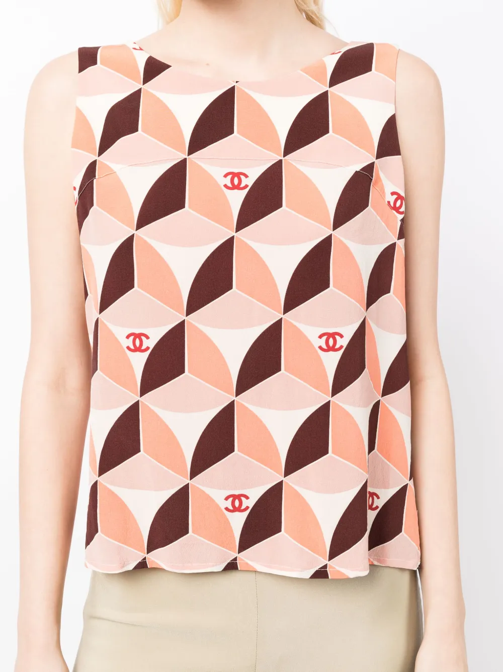 2001 CC geometric-print silk top