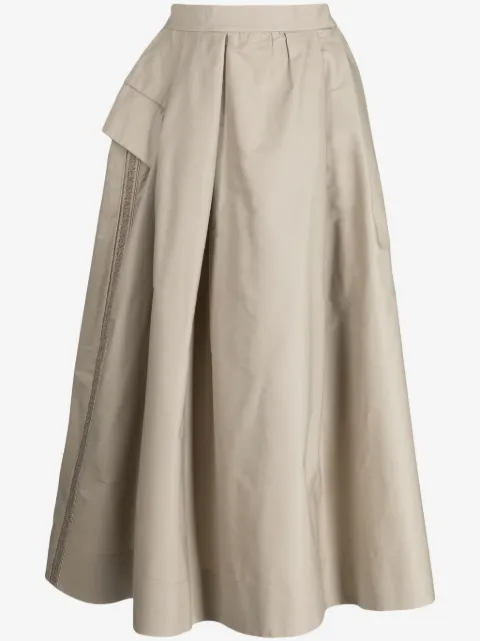 SHIATZY CHEN logo-embroidered asymmetric midi skirt