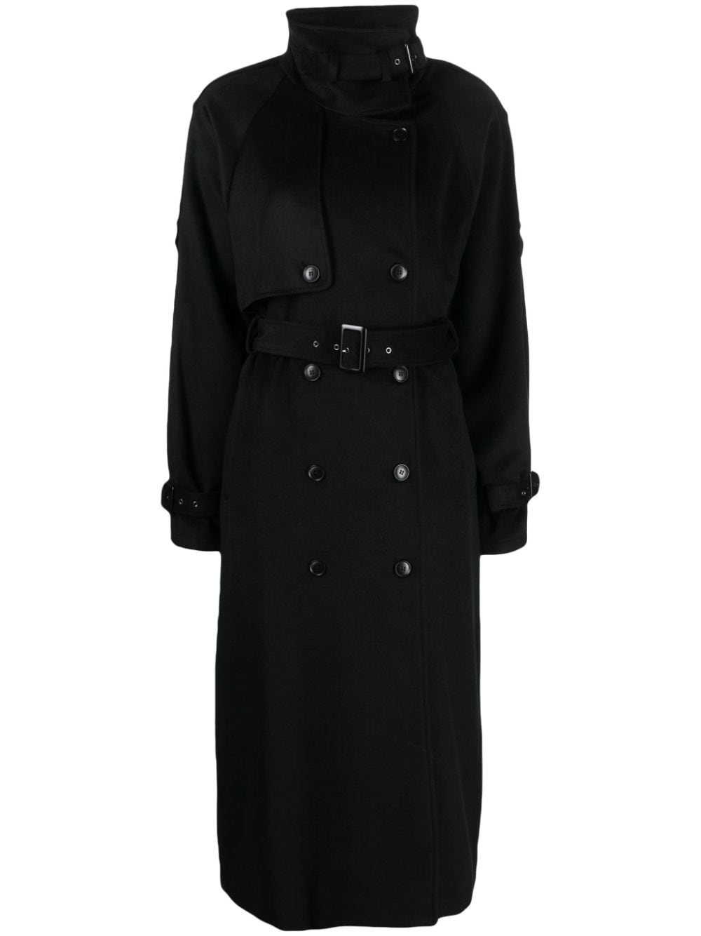 Gestuz Double-breasted Wool-blend Coat In Black