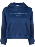 Alexander Wang logo-embossed cotton hoodie - Blue