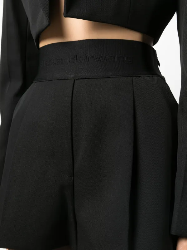 Alexander Wang Pleated Wool Tailored Shorts | Black | FARFETCH