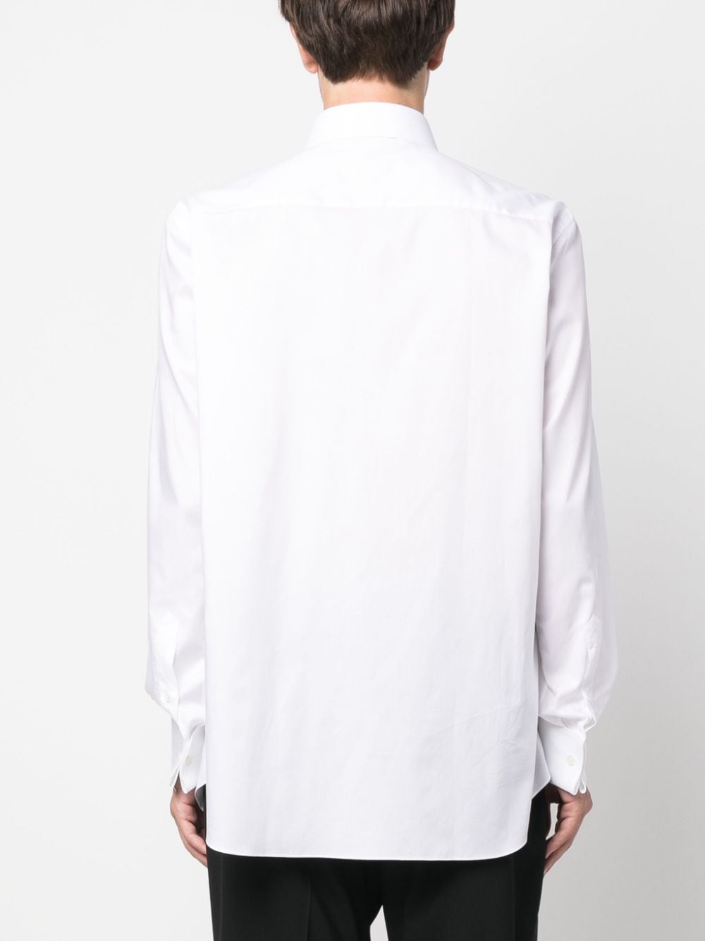 Shop Brioni Long-sleeved Poplin Shirt In White
