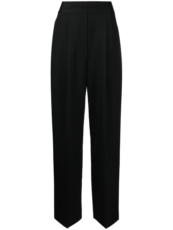 Alexander Wang Pleated Logo High Waist Wool Pants