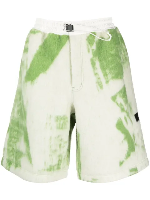 Y-3 brush-stroke print fleece shorts