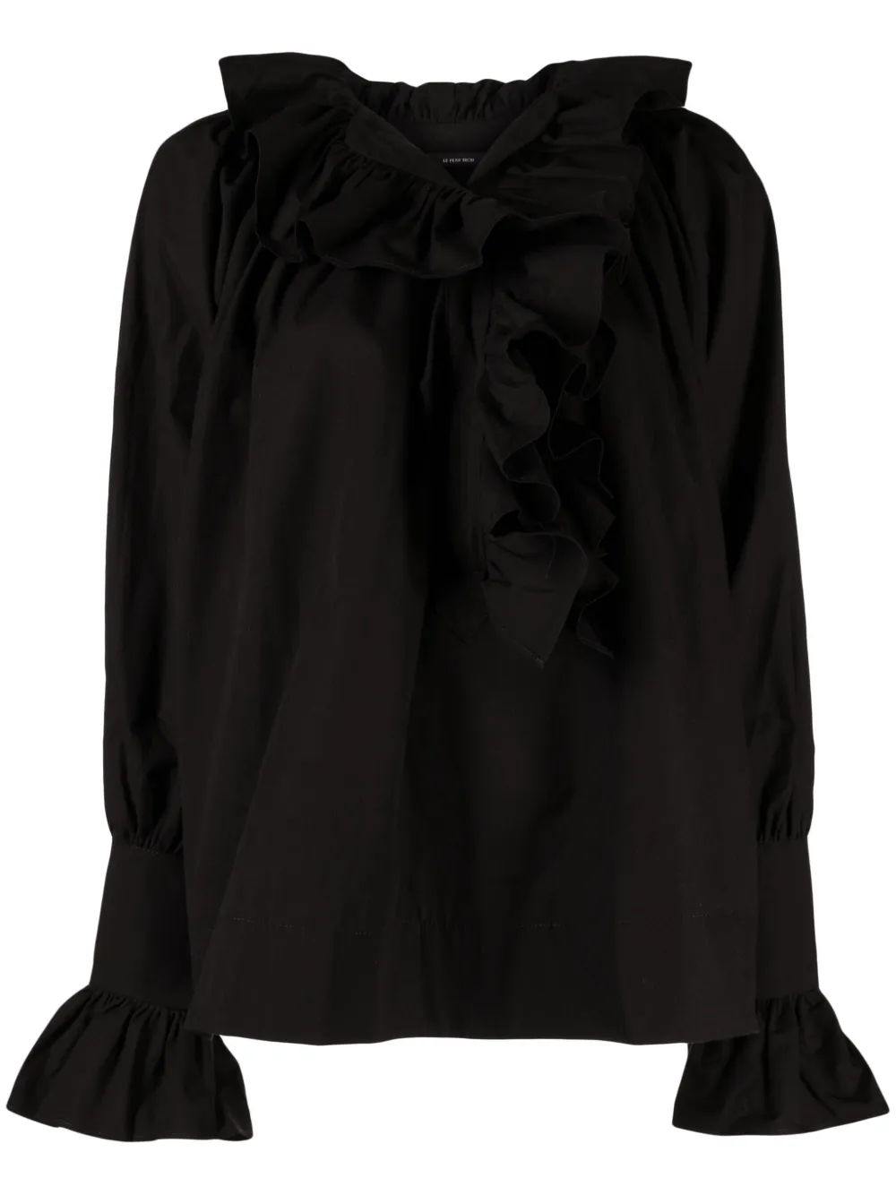 LE PETIT TROU Blouse met ruchekraag Zwart