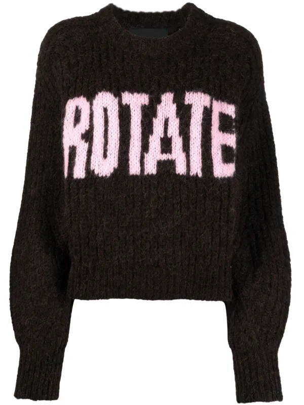 ROTATE BIRGER CHRISTENSEN ロゴインターシャ セーター | ブラウン 