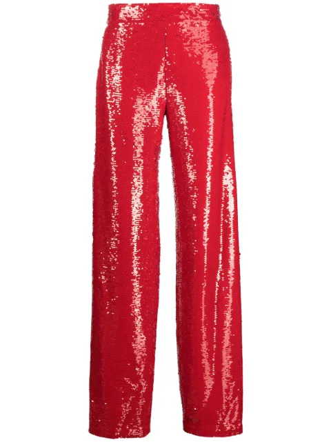 Genny sequinned high-waisted straight-leg trousers