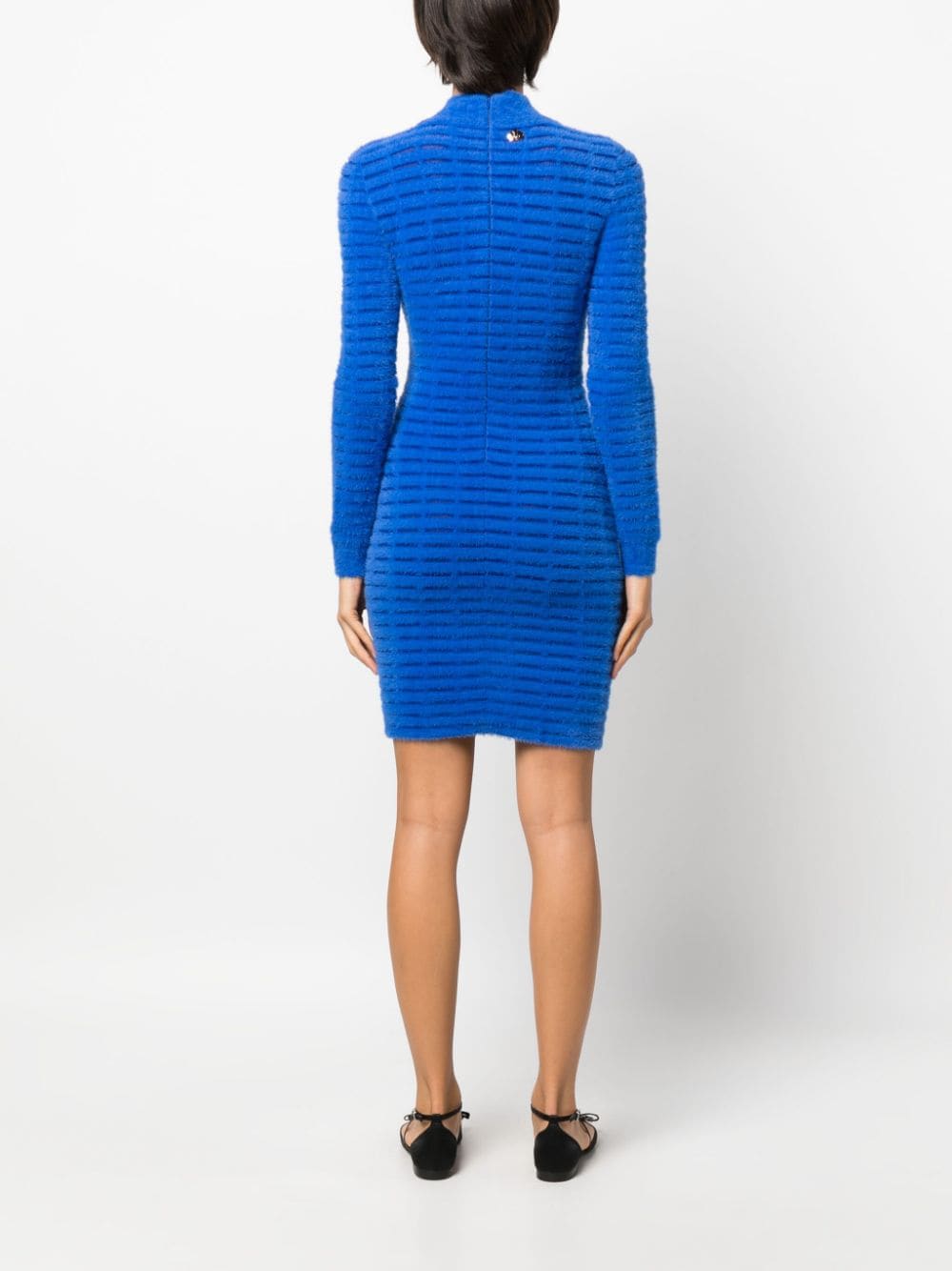 Shop Genny Textured-finish Cut-out Detailing Dress In Blue