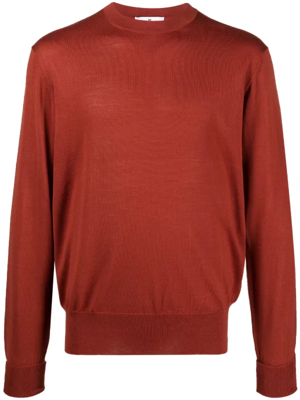 PT Torino Crew-neck Fine-knit Jumper in Orange