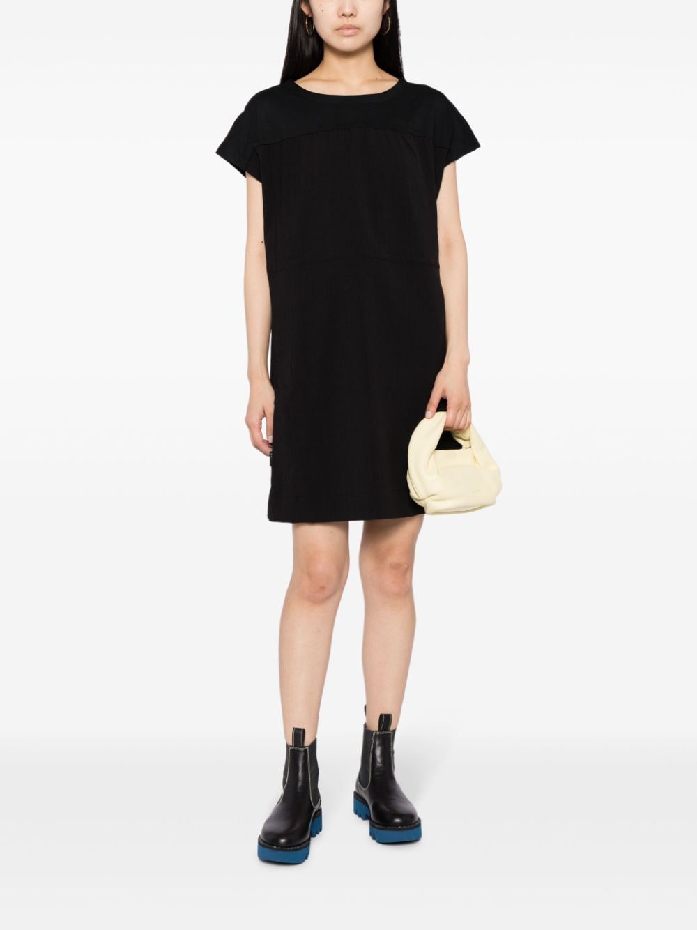 Shop Sport B. By Agnès B. Logo-embroidered Pleated Dress In Black