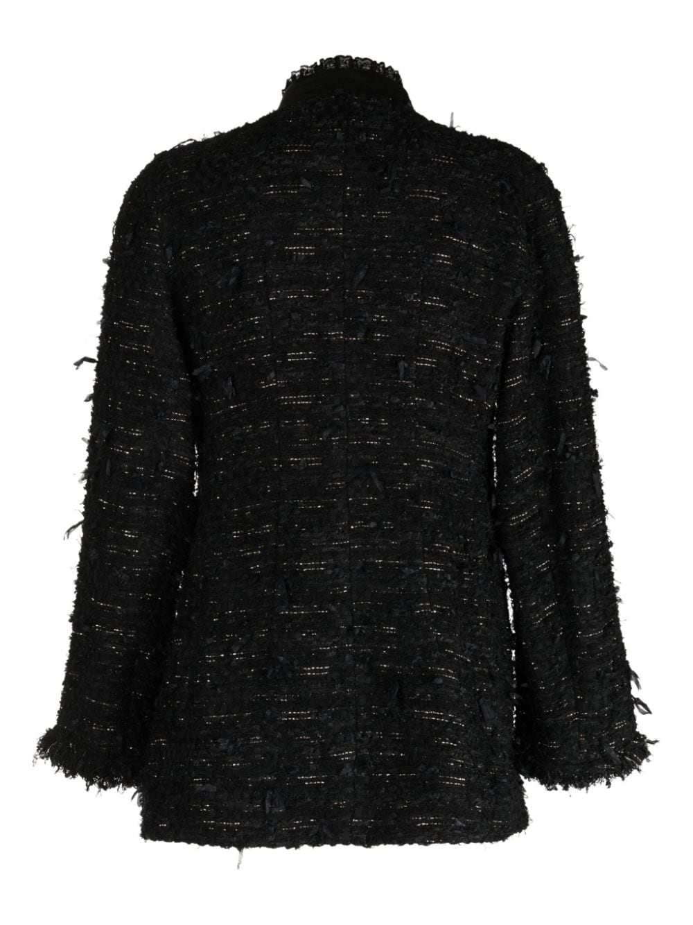 Shop Shiatzy Chen Tweed High-neck Jacket In Black