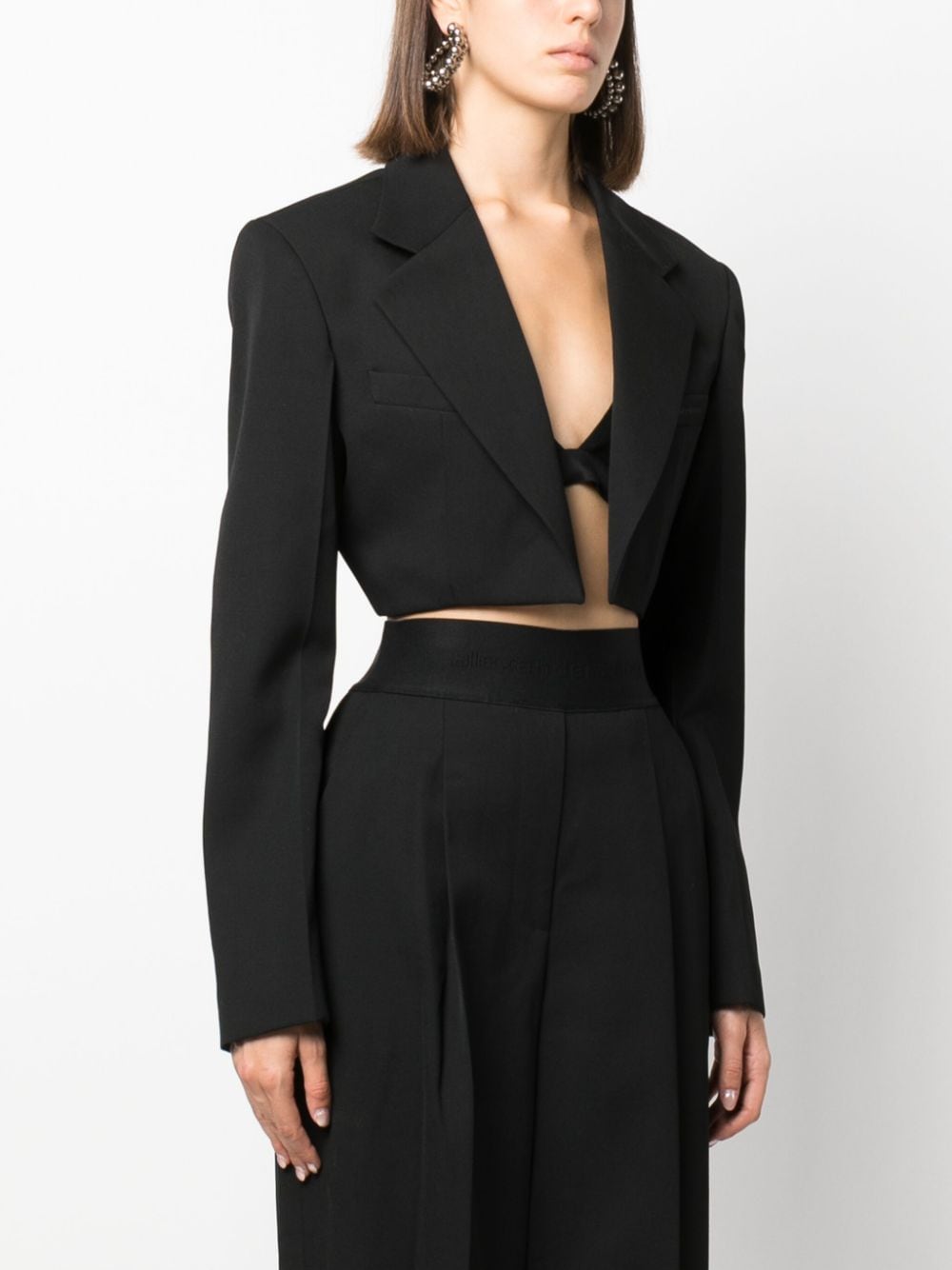 Shop Alexander Wang Cropped Wool Blazer In Black