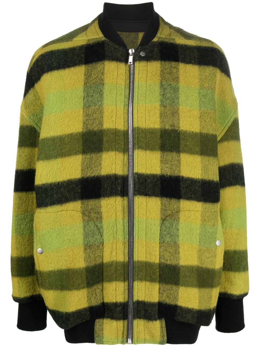 Rick Owens Luxor Plaid-check Bomber Jacket In Green