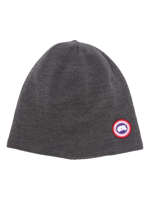 Canada Goose logo-patch ribbed-knit beanie Men