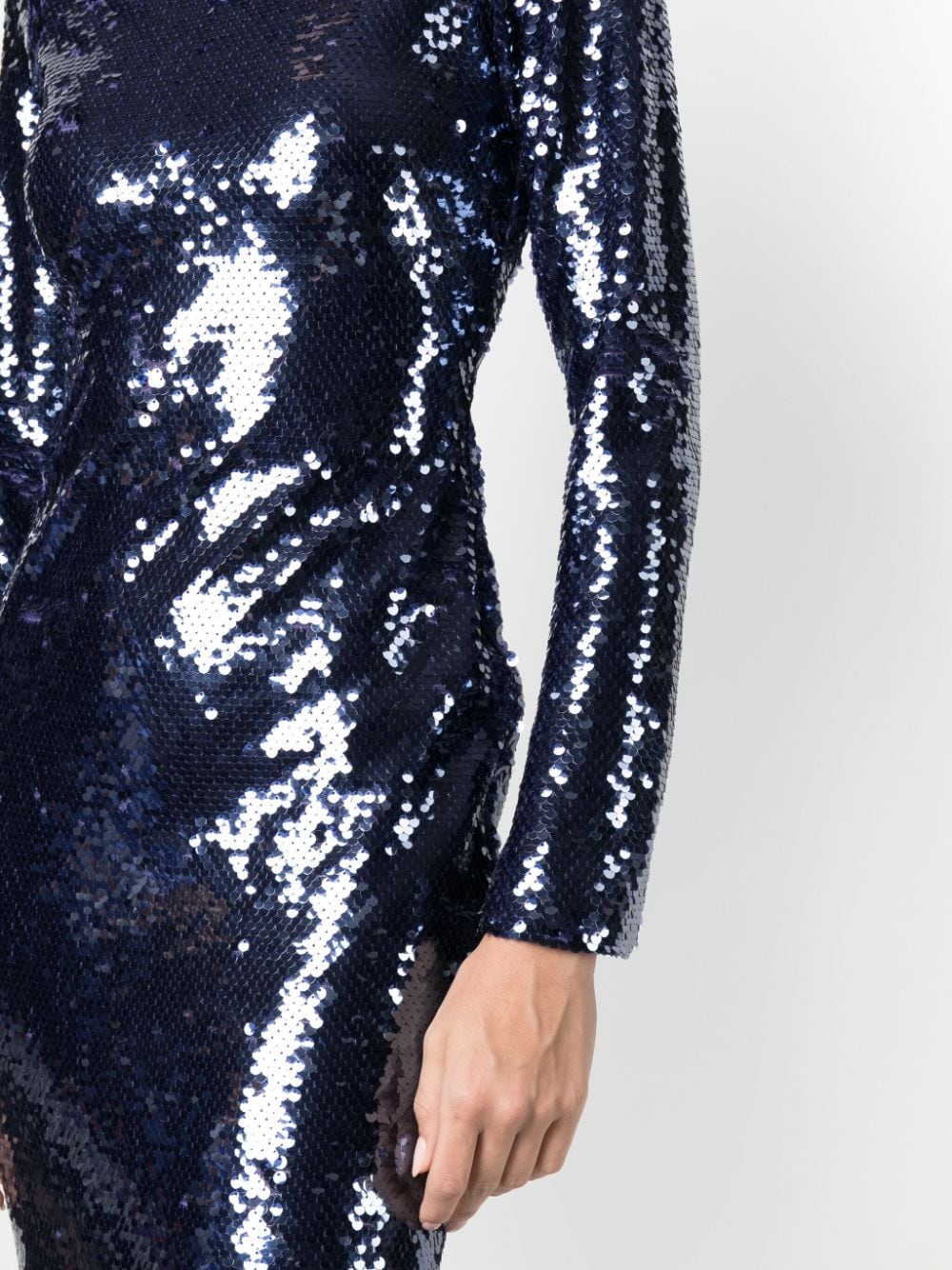 Self-Portrait Midi-jurk verfraaid met pailletten Blauw