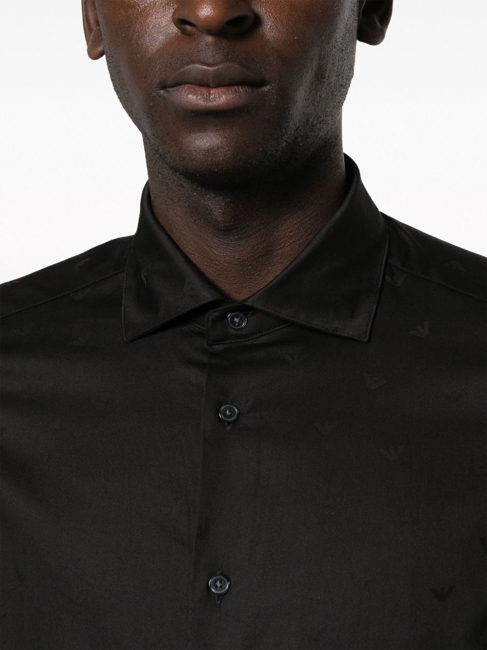 Shop Emporio Armani Long-sleeve Cotton Shirt In Black