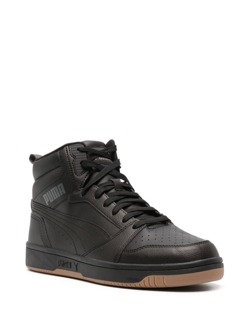 Shop Puma Rebound V6 Faux-leather Sneakers In Black