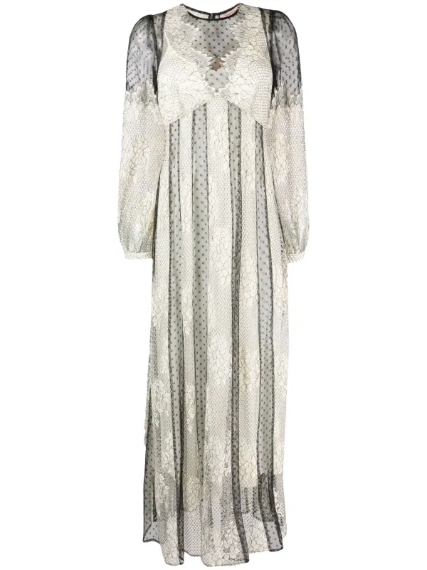 TWINSET フローラルレース マキシドレス | ブラック | FARFETCH JP