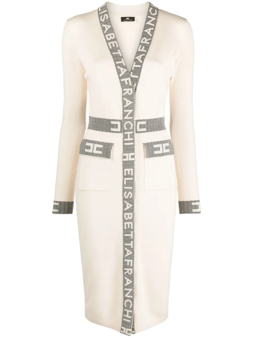 Elisabetta Franchi Gebreide midi-jurk Beige