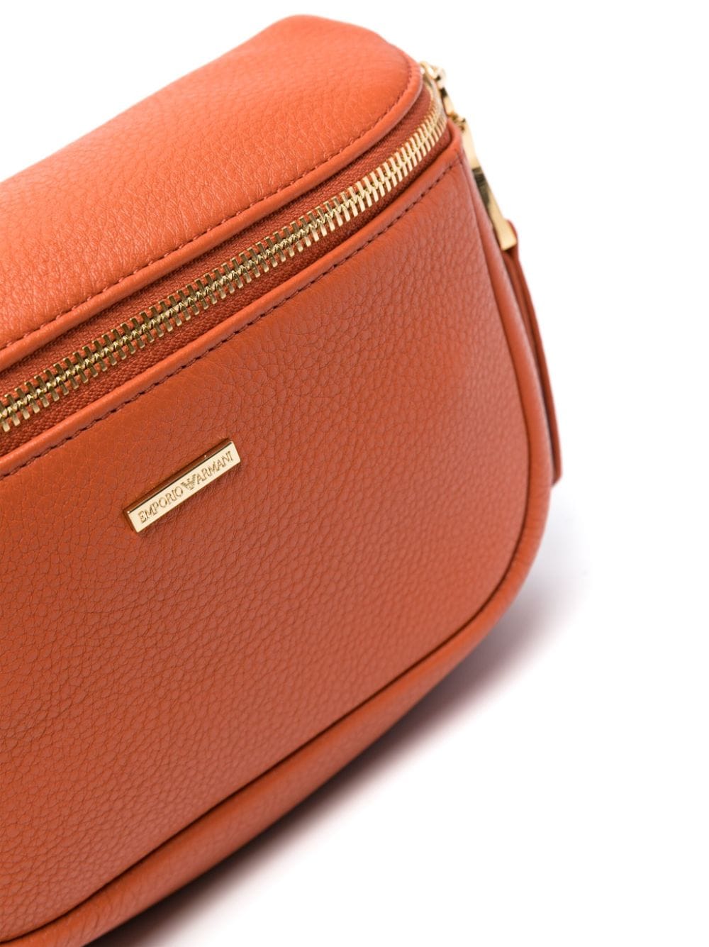 Shop Emporio Armani Logo-plaque Grained Leather Belt Bag In Orange