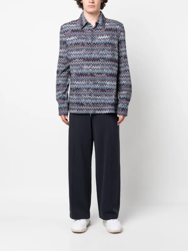 Missoni zigzag-pattern long-sleeved Shirt | Blue | FARFETCH