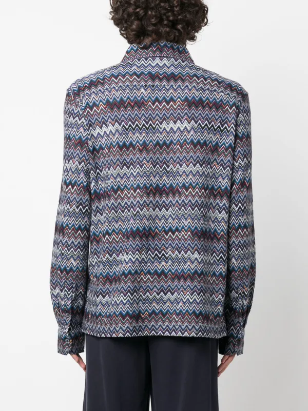 Missoni zigzag-pattern long-sleeved Shirt | Blue | FARFETCH