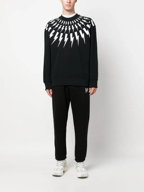 Neil Barrett Thunderbolt-print Cotton Sweatshirt - Farfetch