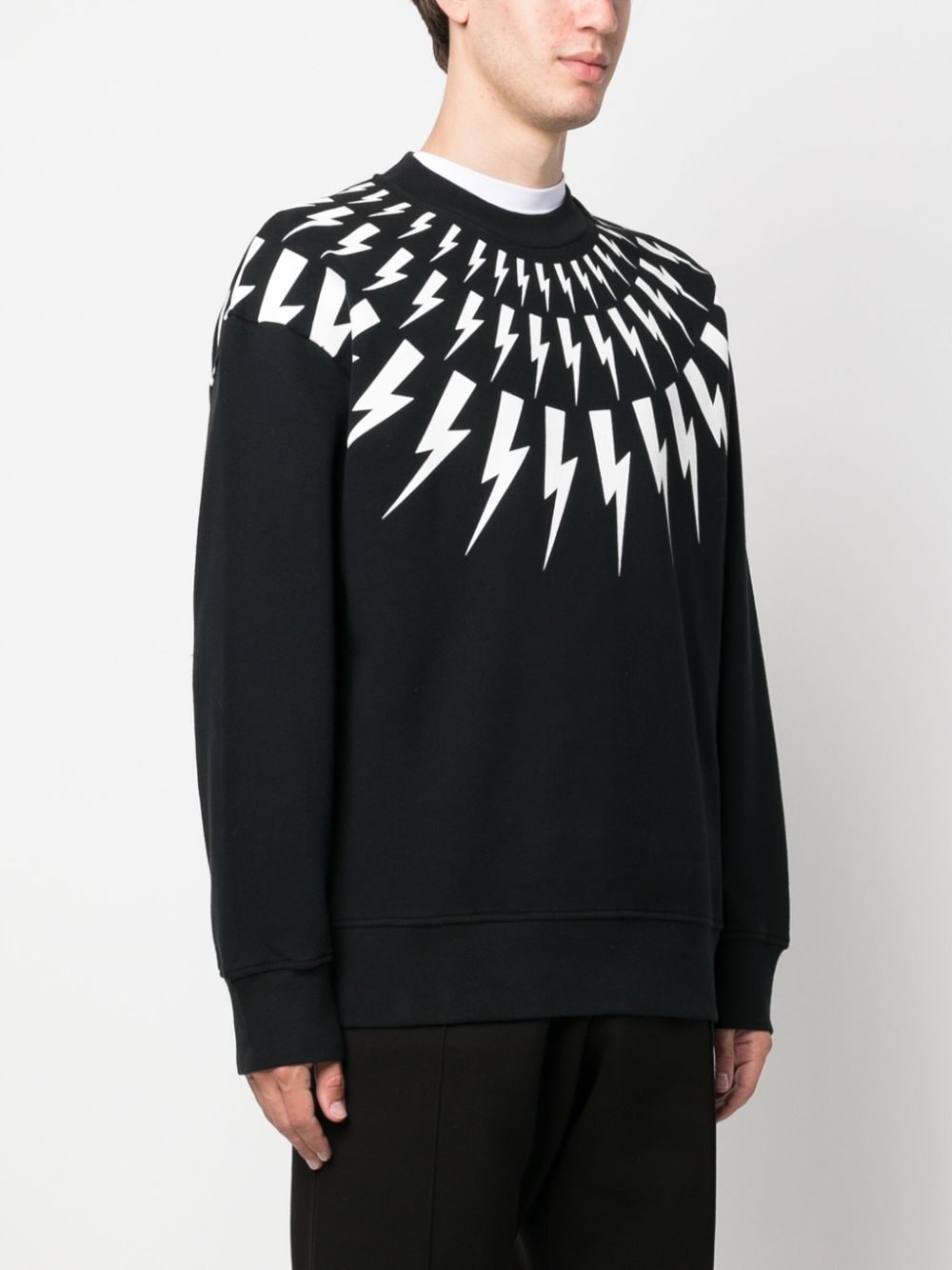Shop Neil Barrett Thunderbolt-print Cotton Sweatshirt In Black