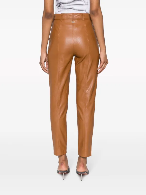 High waisted belted hot sale leather pants