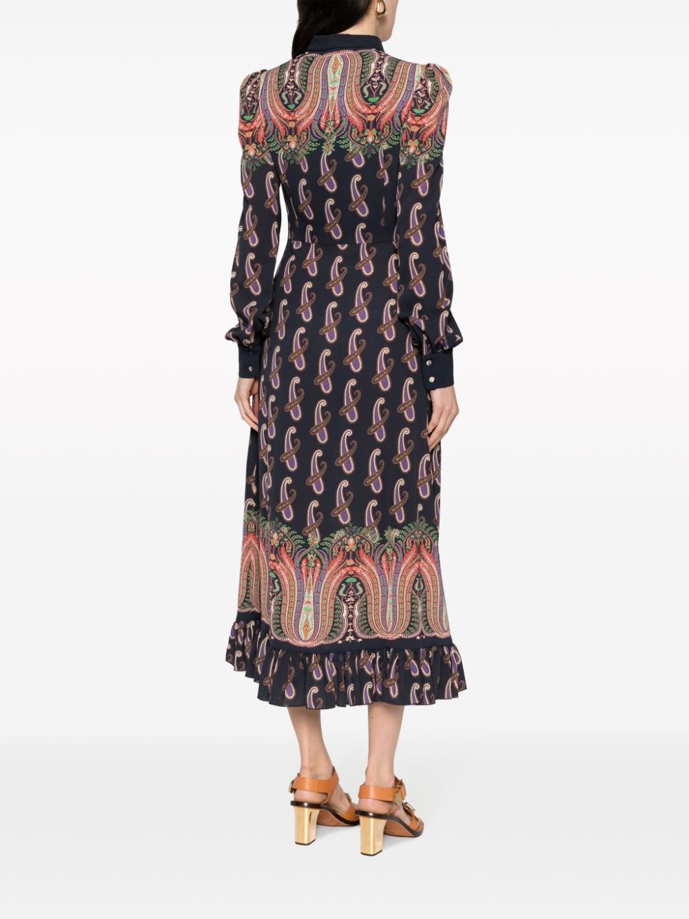 Shop Etro Paisley-print Ruffled Dress In Black