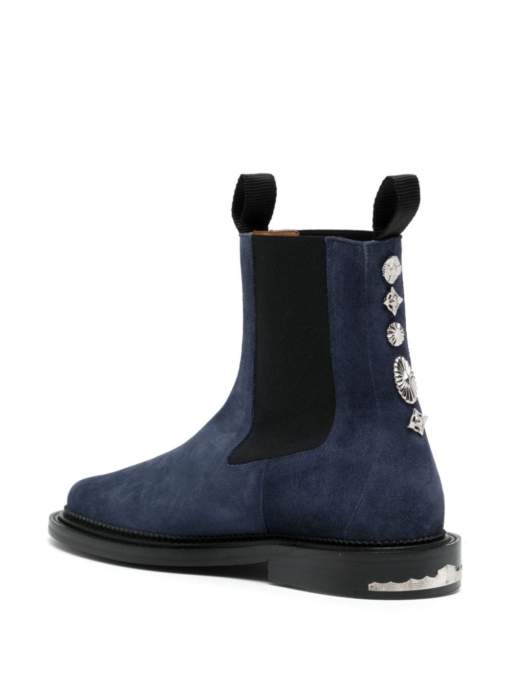 Shop Toga Virilis Stud-embellished Suede Ankle Boots In Blue