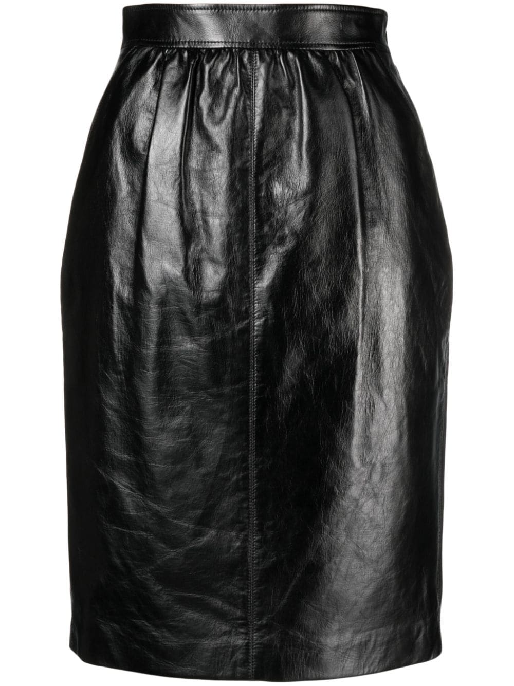 Saint Laurent high-waist leather pencil skirt – Black