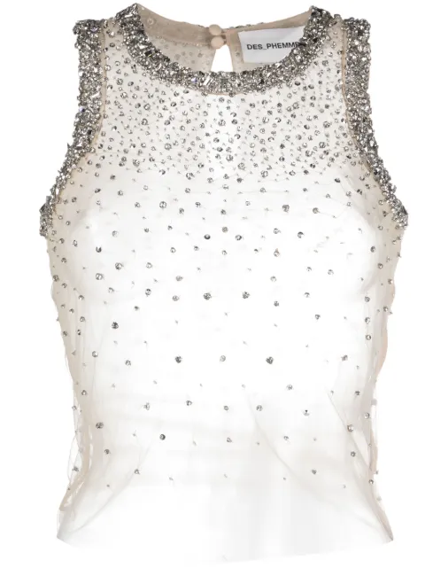 DES PHEMMES crystal-embellished tank top