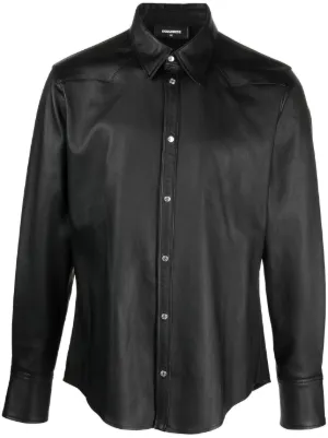 Prada レザー シャツ | ブラック | FARFETCH JP