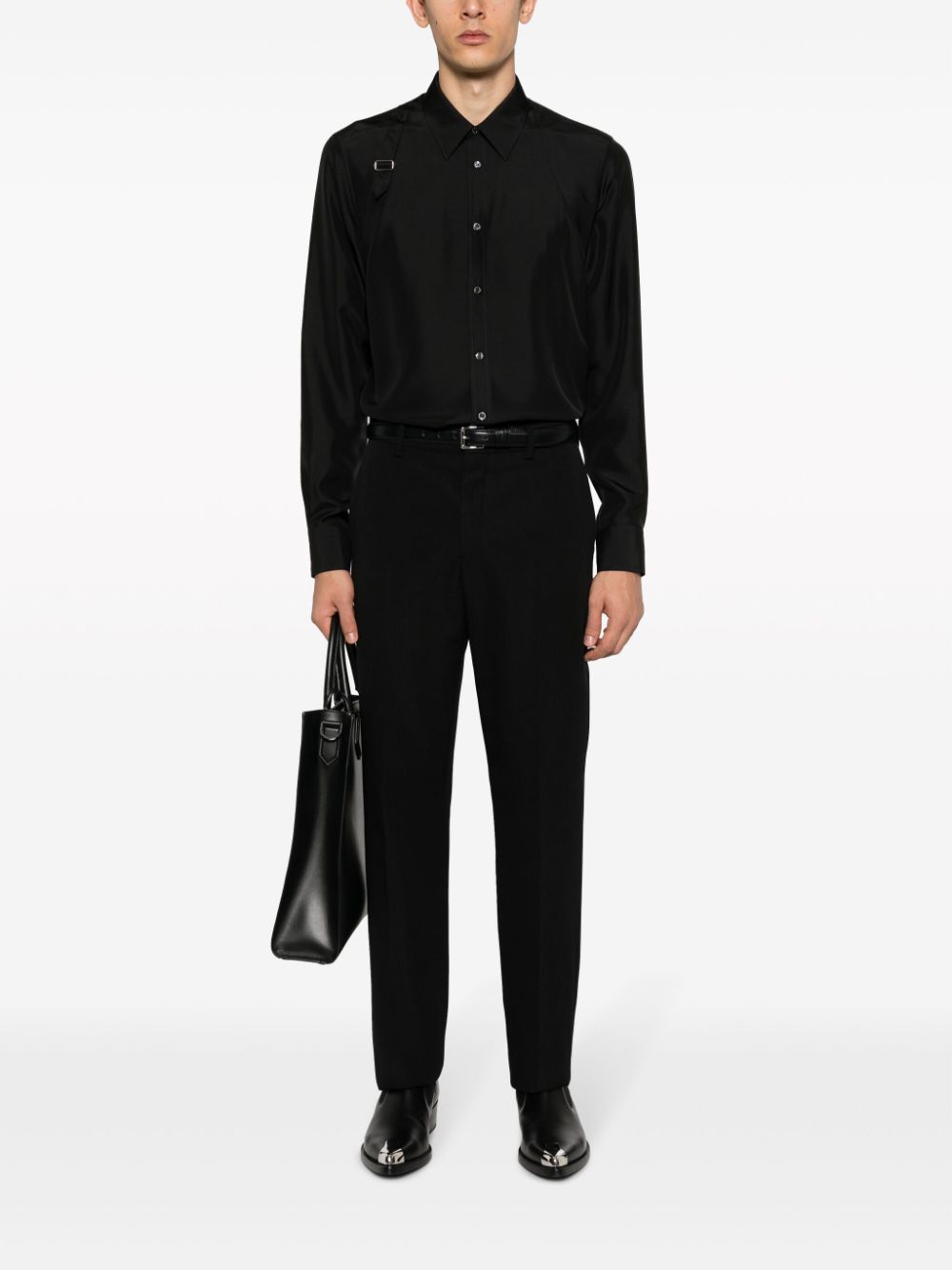 Alexander McQueen harness-detail silk shirt - Zwart