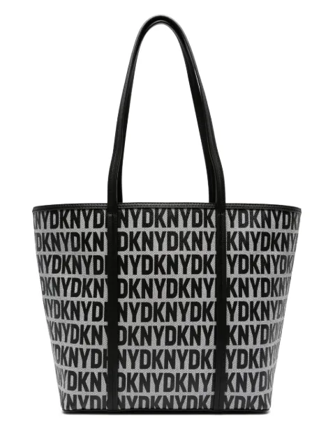 DKNY logo-print leather tote bag