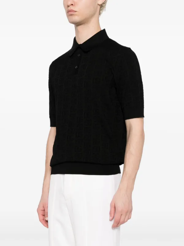 DOLCE & GABBANA ブラックポロシャツ Dolce & Gabbana モノグラム ポロシャツ | ブラック | FARFETCH JP