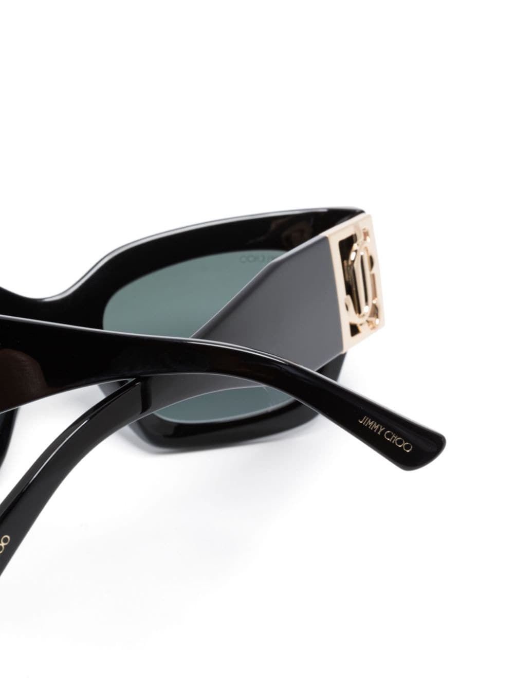 Shop Jimmy Choo Nena Rectangle-frame Sunglasses In Black