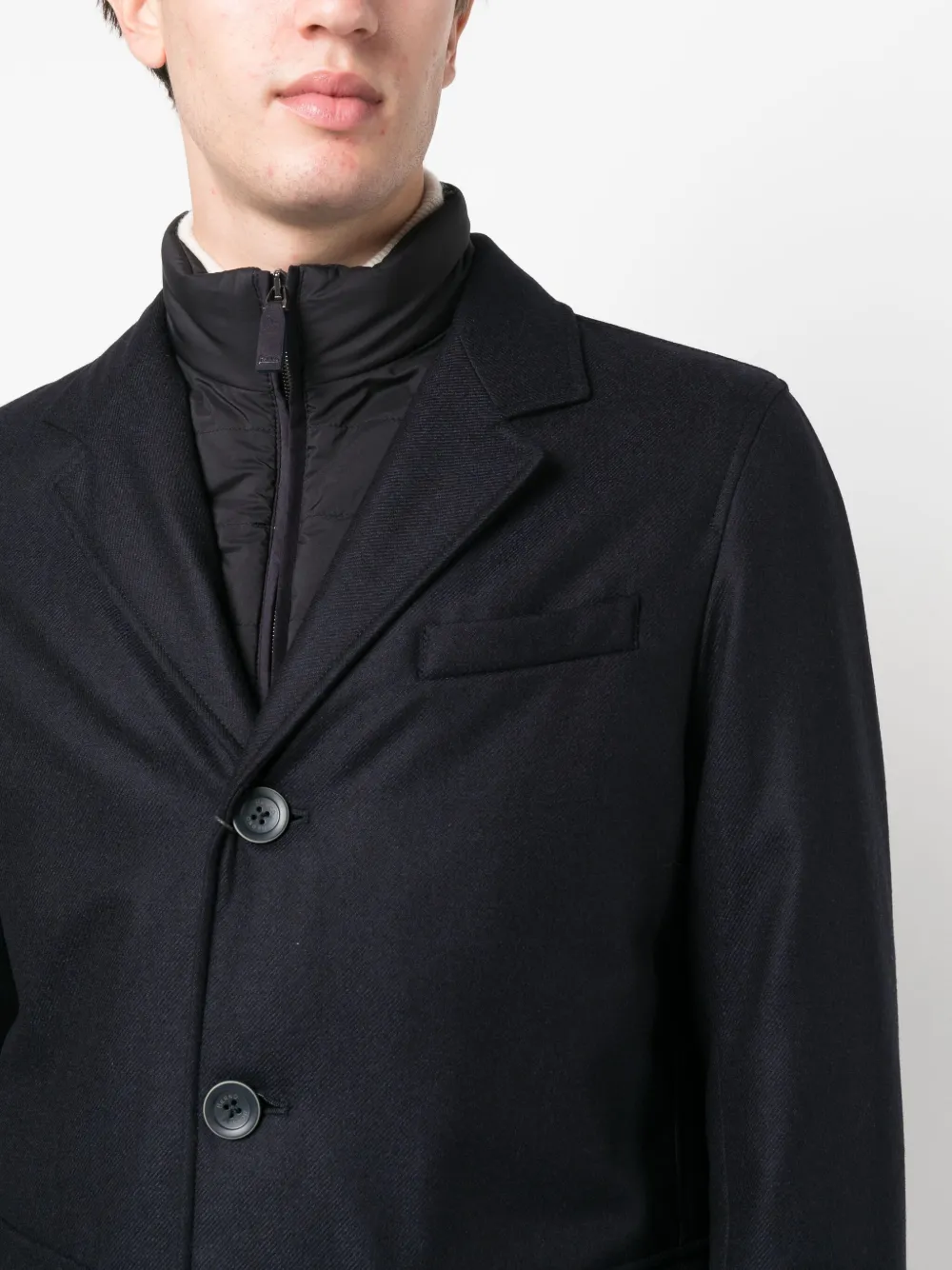 Herno Single-breasted Layered Padded Blazer In Blue