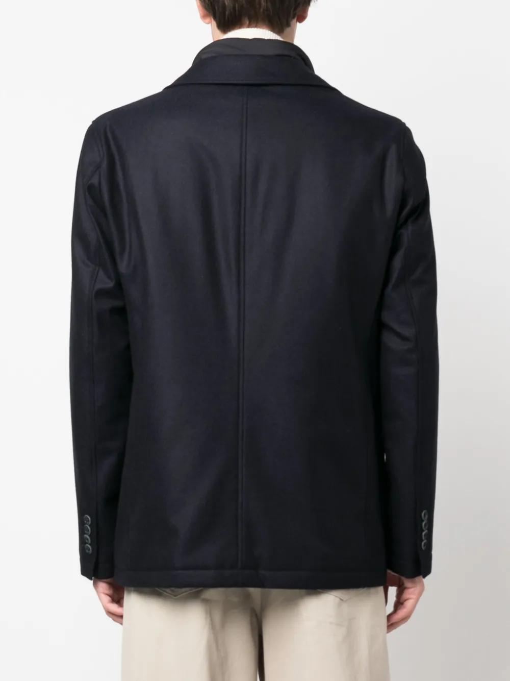 Herno Single-breasted Layered Padded Blazer In Blue