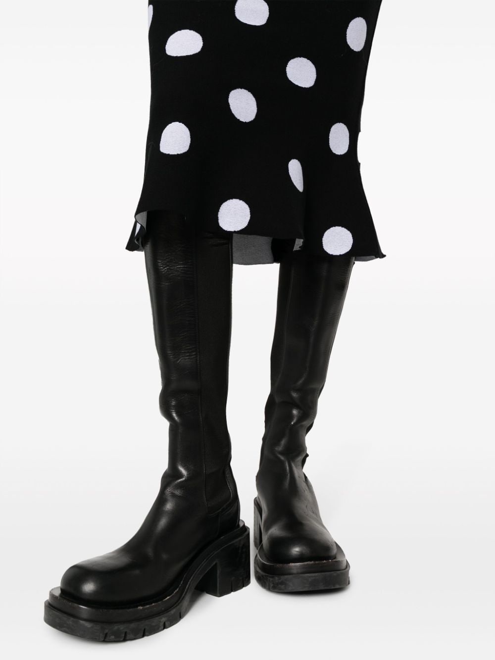 Shop Marni Polka-dot Pattern Midi Skirt In Black
