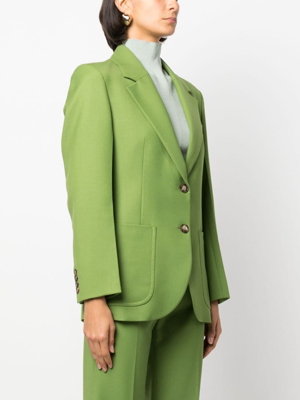 Shop Victoria Beckham Single-breast Notched-lapel Blazer In Green