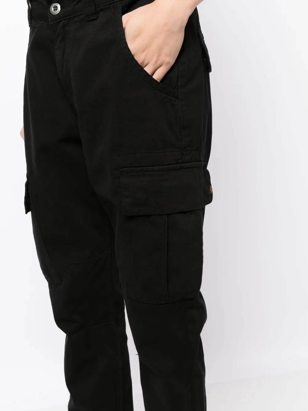 Shop Alpha Industries Straight-leg Cotton Cargo Trousers In Black