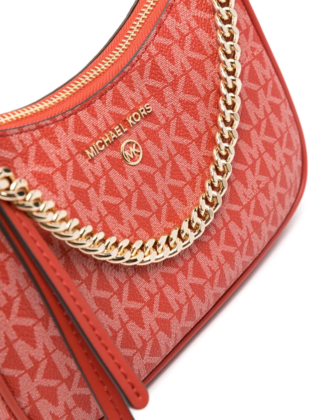 Shop Michael Michael Kors Jet Set Charm Logo Leather Bag In Red