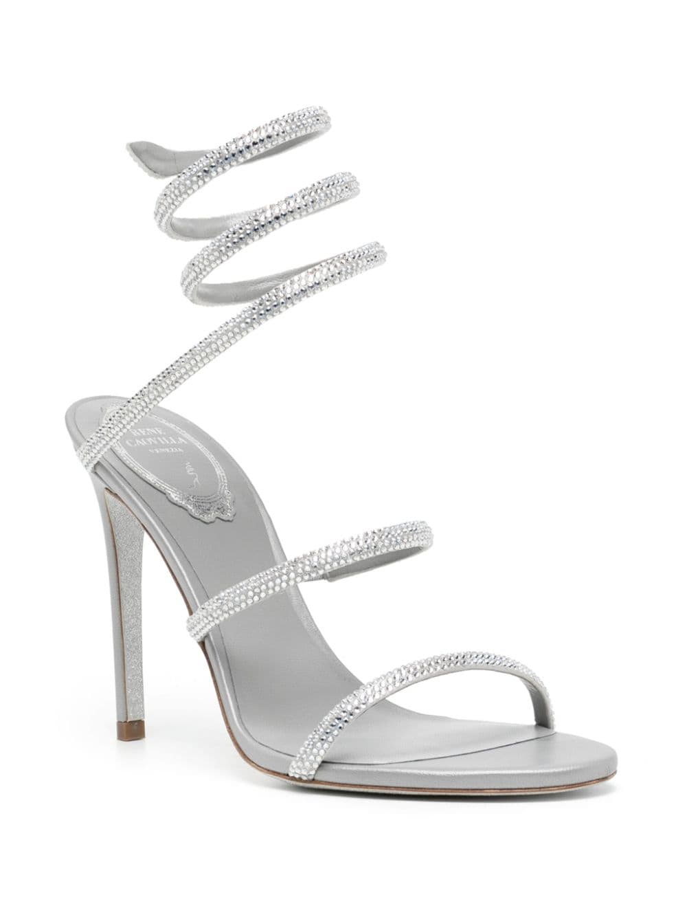 Shop René Caovilla Cleo 103mm Rhinestone-embellished Sandals In Silver