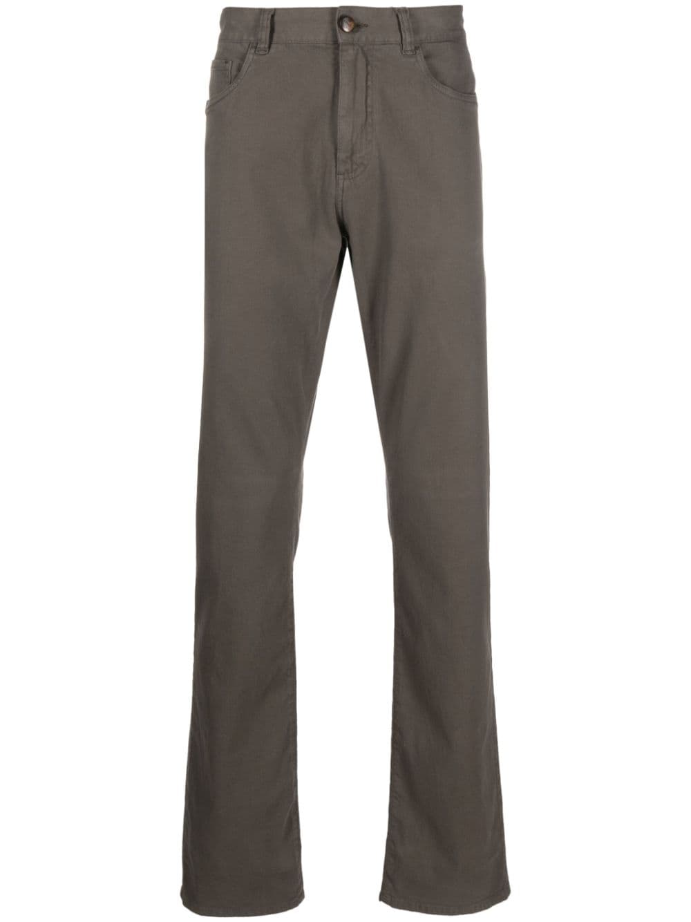 Canali Mid-rise Slim-fit Chinos In Brown